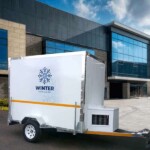 Mobile freezer on wheels for outdoor events